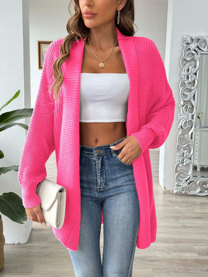 Open Front Long Sleeve Cardigan-Angel Casuals