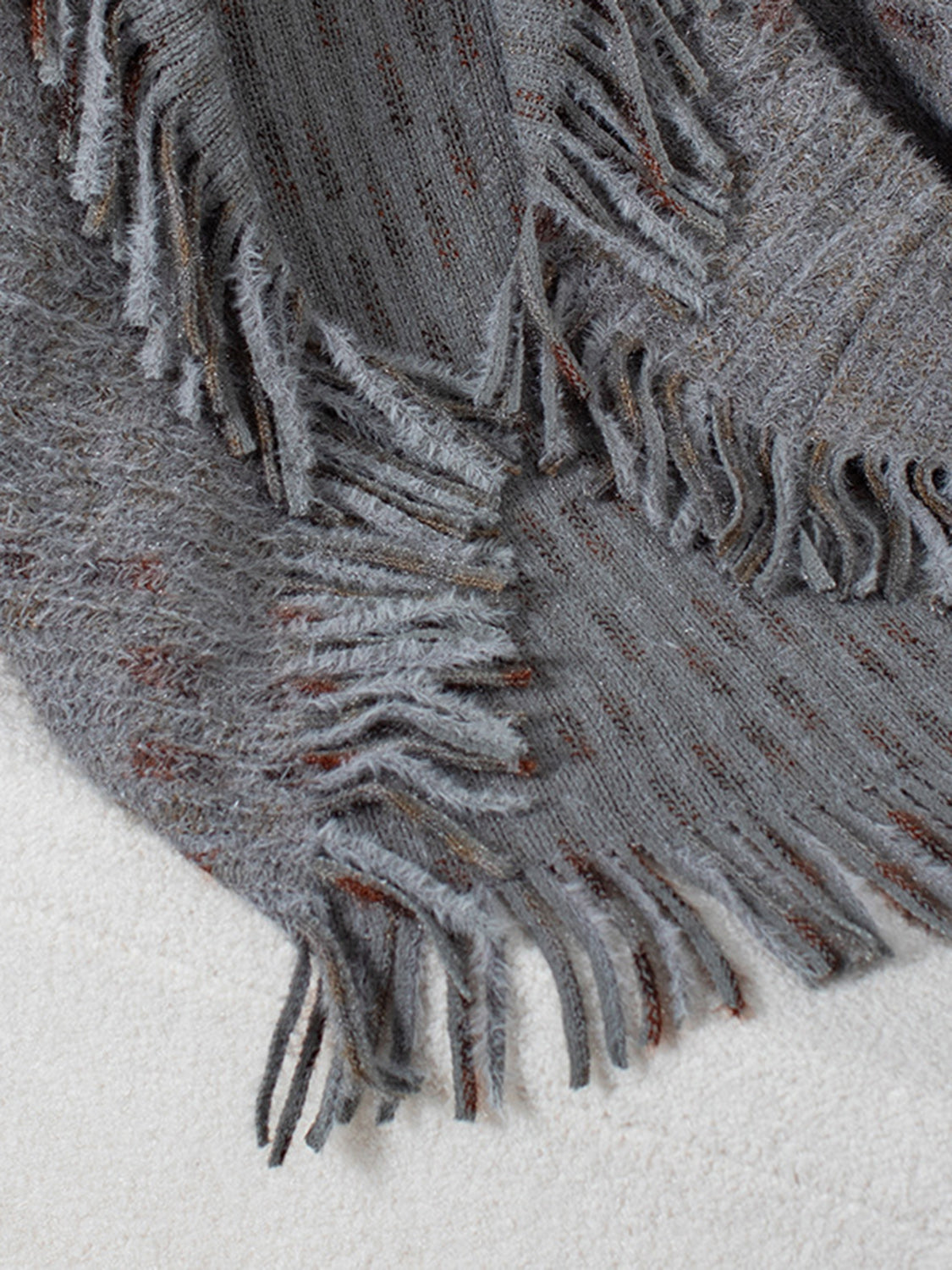 Fringe Open Front Half Sleeve Poncho-Angel Casuals