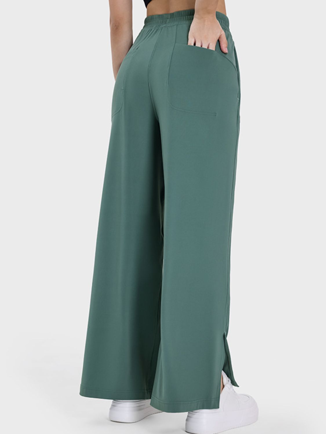 Slit Wide Leg Active Pants-Angel Casuals