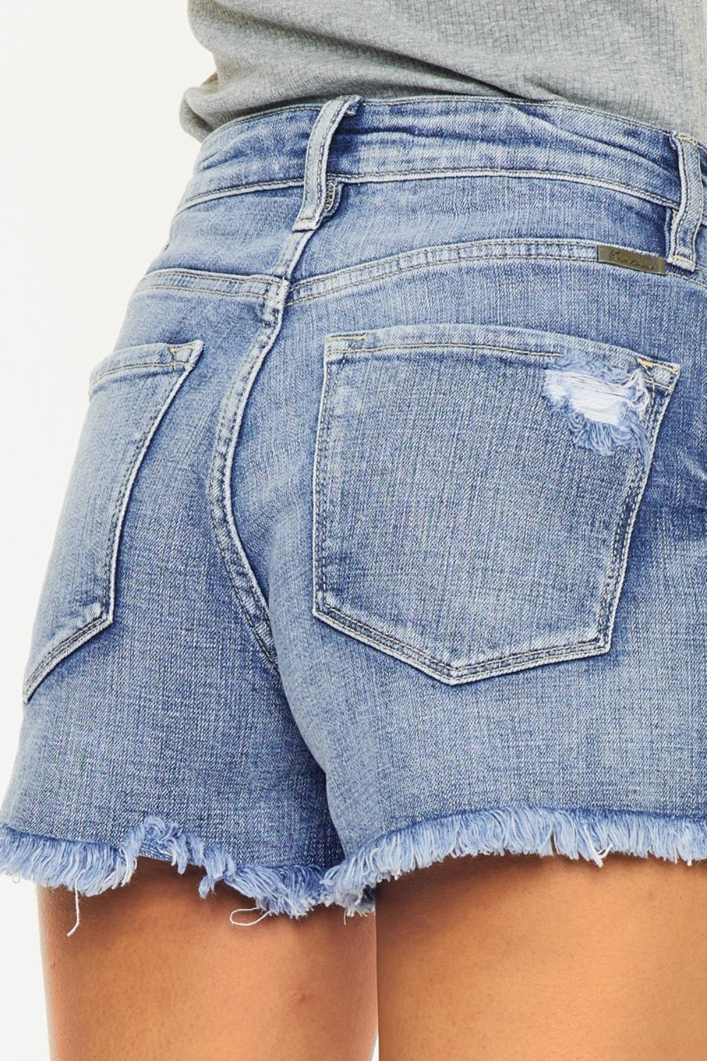 Kancan Distressed Raw Hem Denim Shorts-Angel Casuals