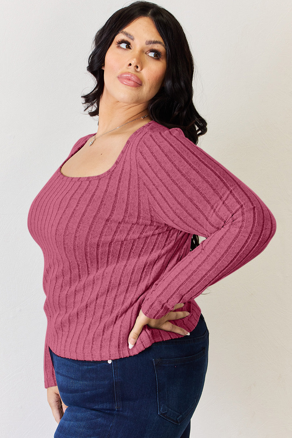 Basic Bae Full Size Ribbed Long Sleeve T-Shirt-Angel Casuals