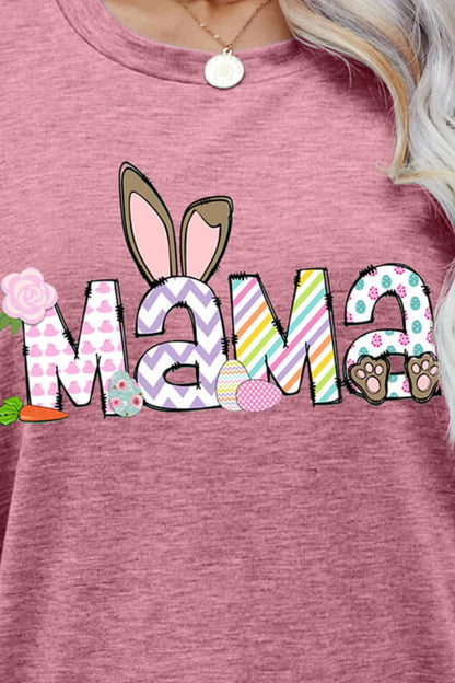 Easter MAMA Graphic Round Neck T-Shirt-Angel Casuals