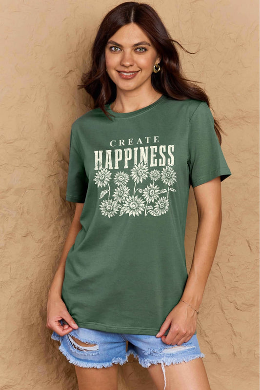 Simply Love Full Size CREATE HAPPINESS Graphic Cotton T-Shirt-Angel Casuals