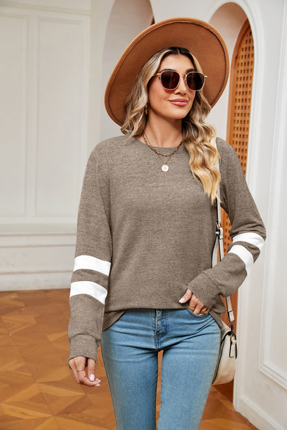 Round Neck Long Sleeve Top-Angel Casuals