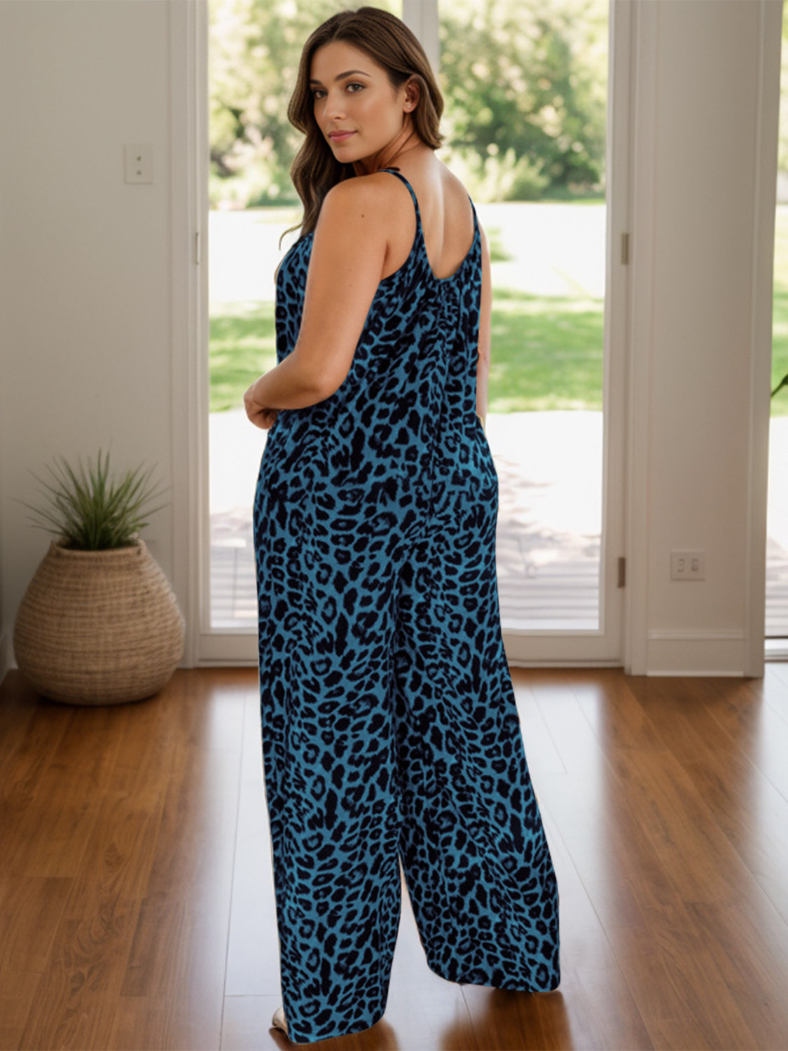 Full Size Leopard Scoop Neck Wide Leg Jumpsuit-Angel Casuals
