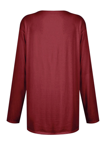 Full Size Pocketed Round Neck Long Sleeve T-Shirt-Angel Casuals