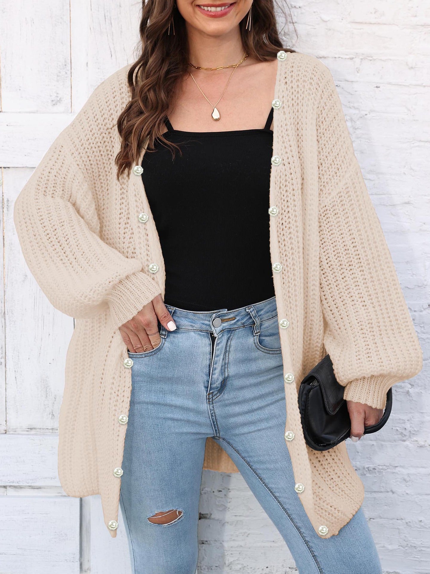 Open Front Long Sleeve Cardigan-Angel Casuals