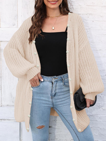 Open Front Long Sleeve Cardigan-Angel Casuals