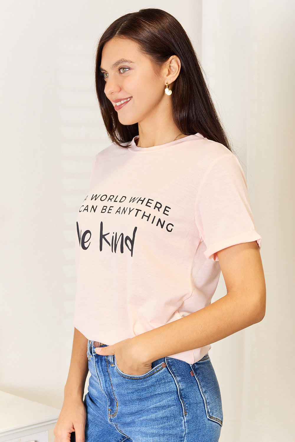 Simply Love Slogan Graphic Cuffed T-Shirt-Angel Casuals