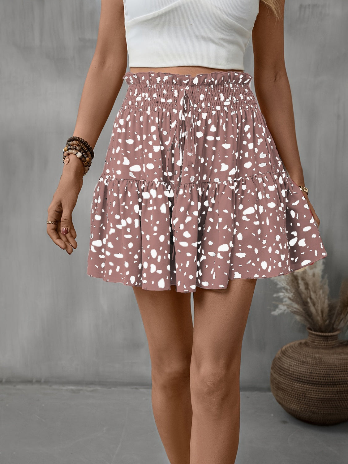 Frill Tied Printed Mini Skirt-Angel Casuals