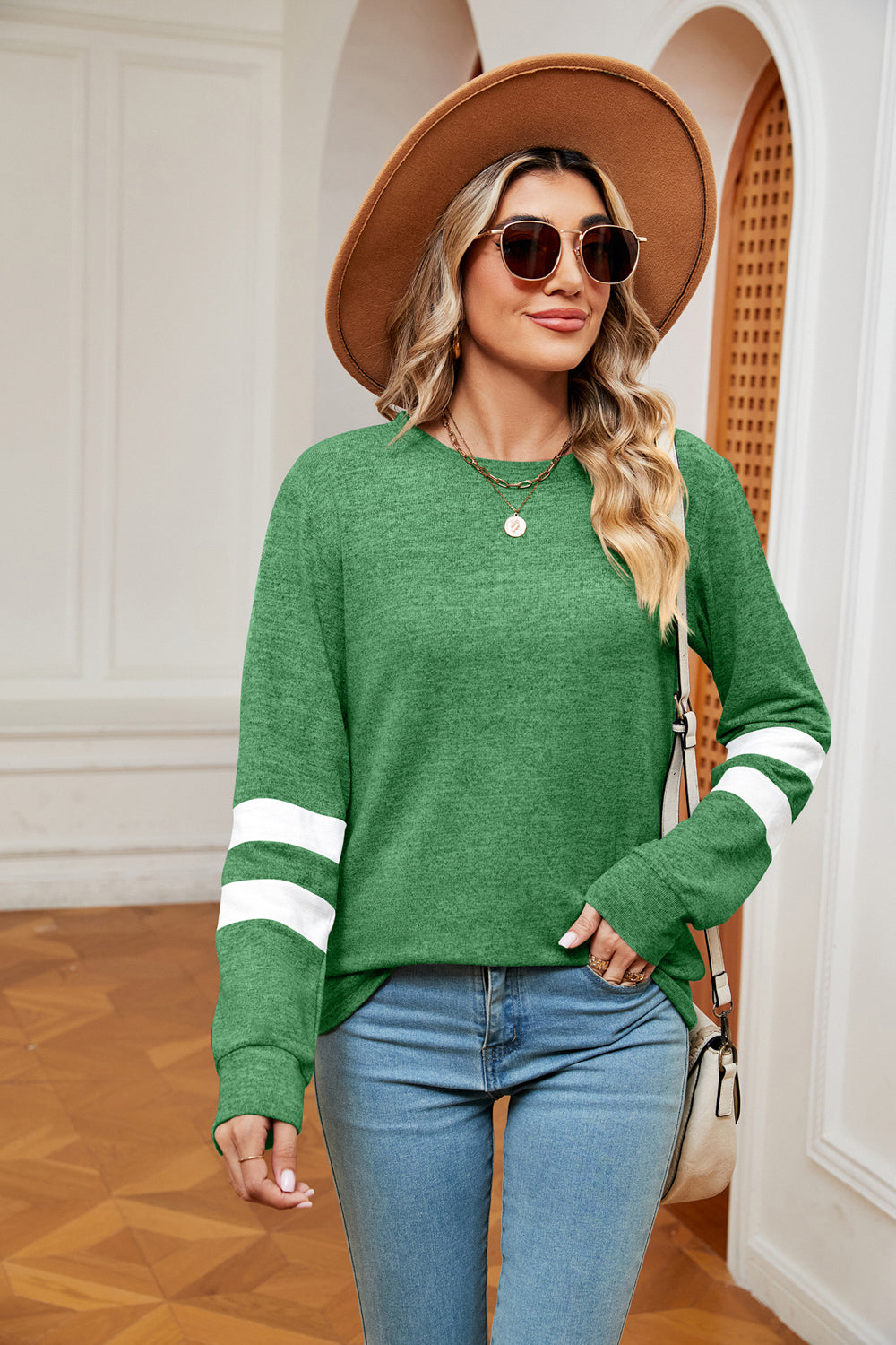 Round Neck Long Sleeve Top-Angel Casuals