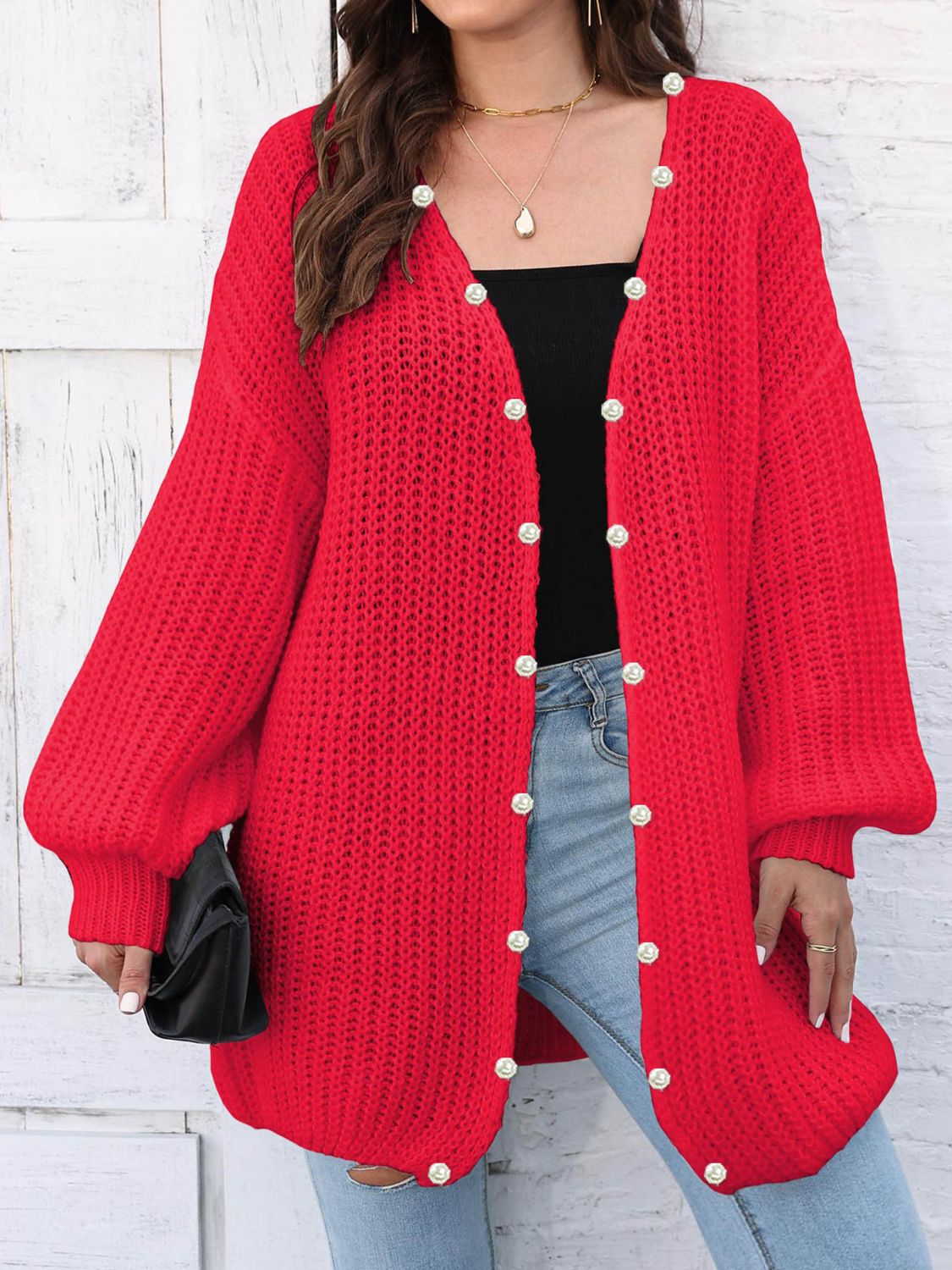 Open Front Long Sleeve Cardigan-Angel Casuals