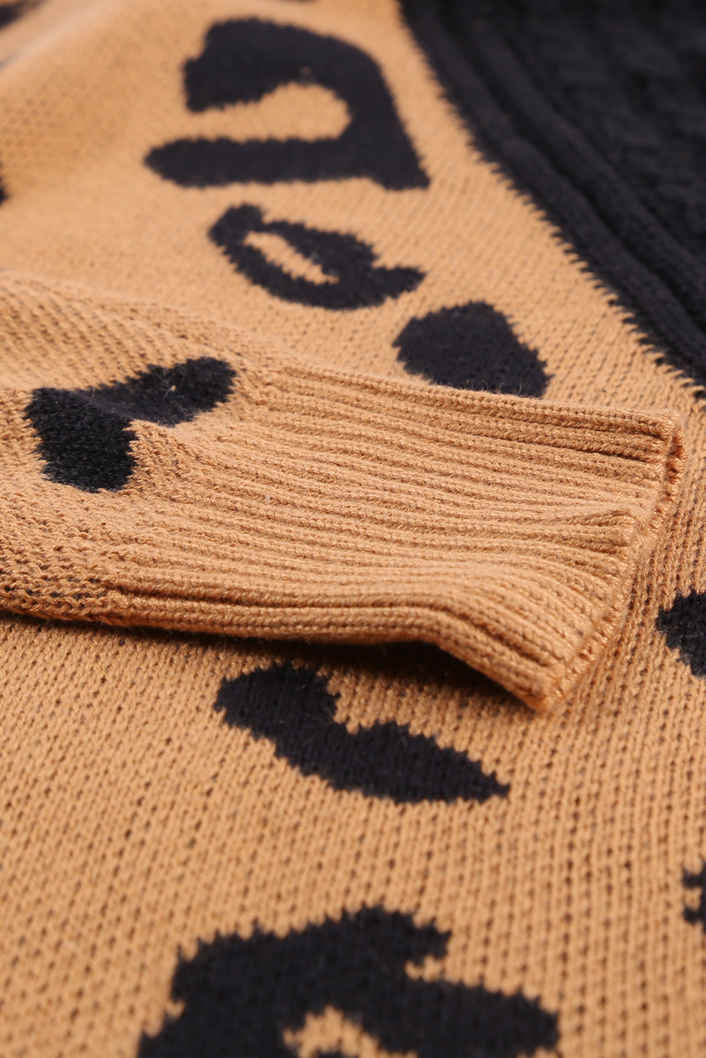 Leopard Block Turtleneck Sweater-Angel Casuals