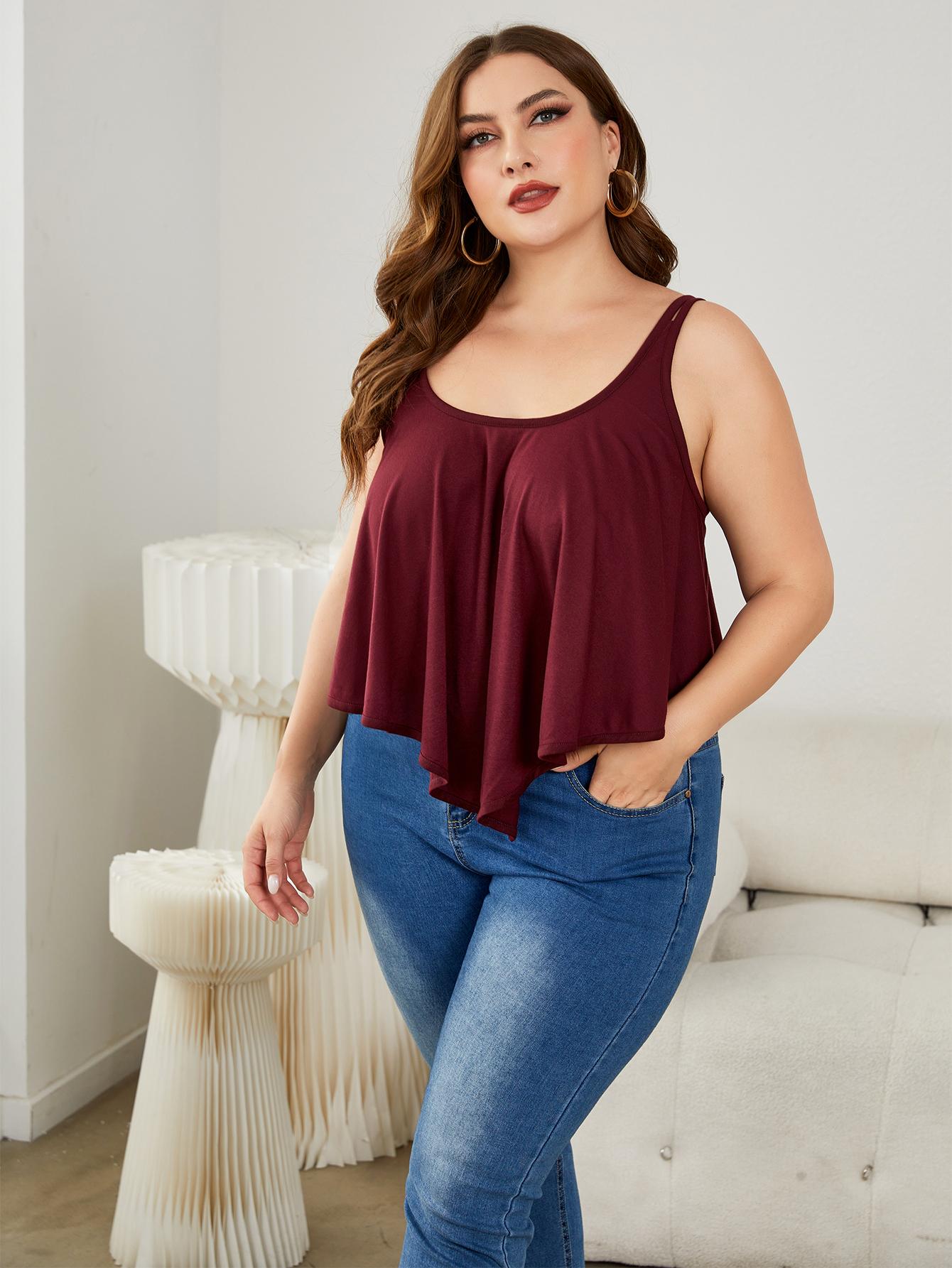 Plus Size Double-Strap Scoop Neck Cami-Angel Casuals