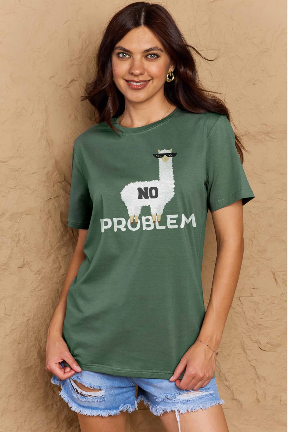 Simply Love Full Size NO PROBLEM Graphic Cotton Tee-Angel Casuals