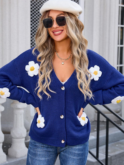 Angel Wings Crochet Flower Button Up Cardigan-Angel Casuals
