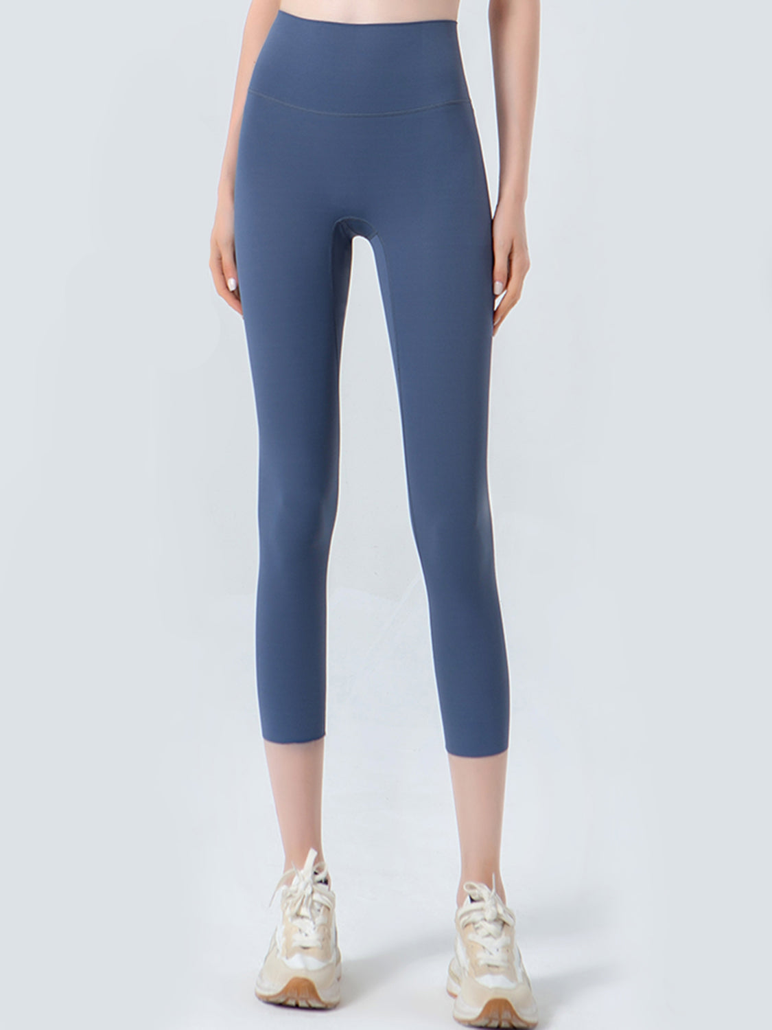 Wide Waistband Cropped Sports Leggings-Angel Casuals