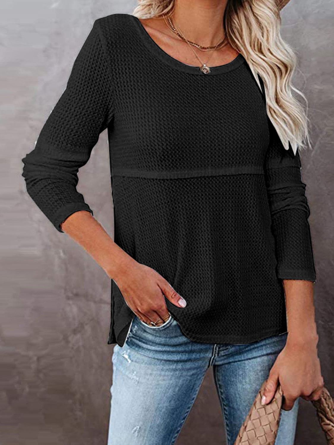 Cutout Round Neck Long Sleeve T-Shirt-Angel Casuals