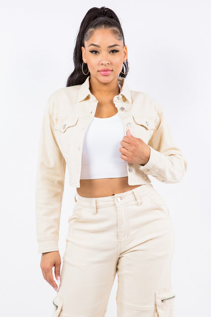 American Bazi Laced Back Cropped Jacket-Angel Casuals