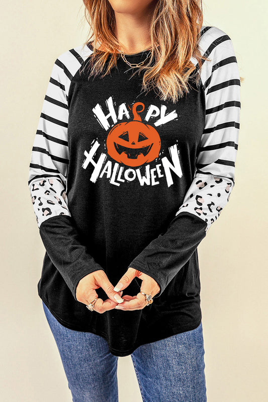 HAPPY HALLOWEEN Graphic Long Sleeve T-Shirt-Angel Casuals