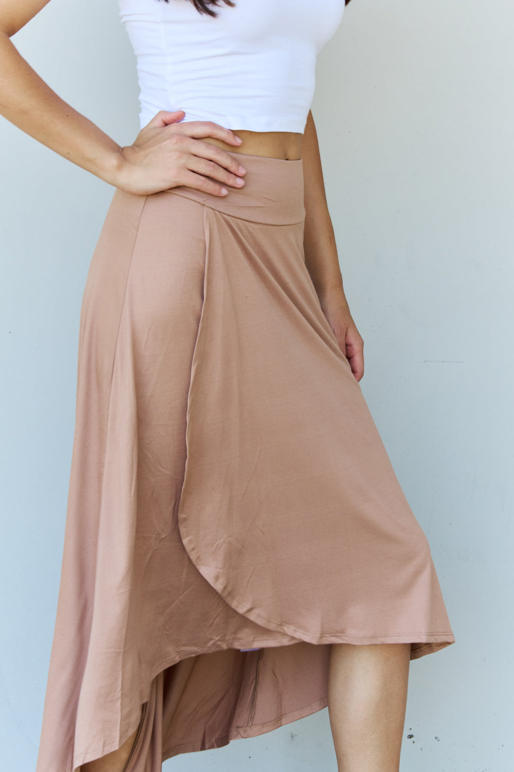 Ninexis First Choice High Waisted Flare Maxi Skirt in Camel-Angel Casuals