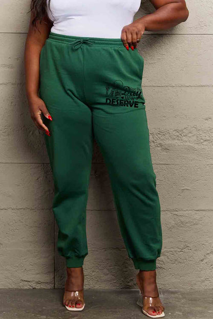 Simply Love Full Size HAVE THE DAY YOU DESERVE Graphic Sweatpants-Angel Casuals