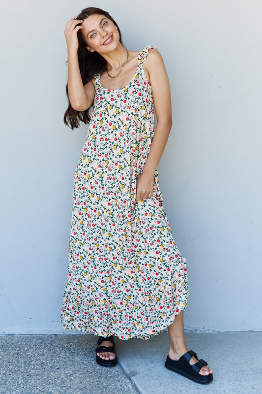 Doublju In The Garden Ruffle Floral Maxi Dress in Natural Rose-Angel Casuals