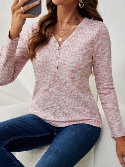 V-Neck Long Sleeve T-Shirt-Angel Casuals