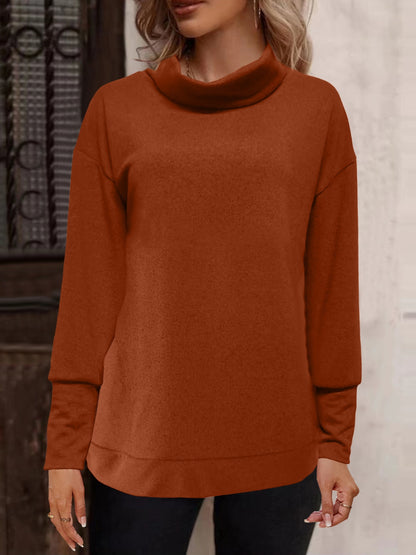 Full Size Mock Neck Long Sleeve T-Shirt-Angel Casuals