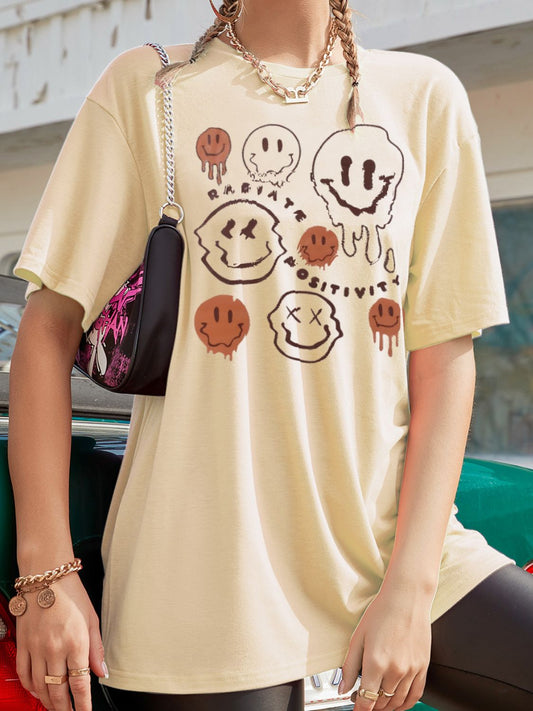 Graphic Round Neck Half Sleeve T-Shirt-Angel Casuals