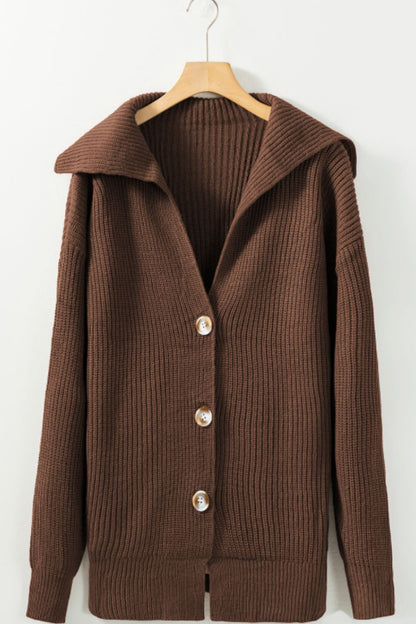 Button Down Collared Neck Cardigan-Angel Casuals
