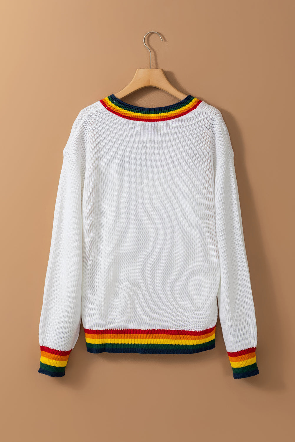 MERRY & BRIGHT Ribbed Round Neck Sweater-Angel Casuals