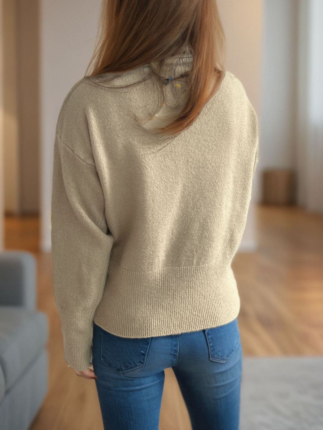 Front Slit Decorative Button Turtleneck Sweater-Angel Casuals