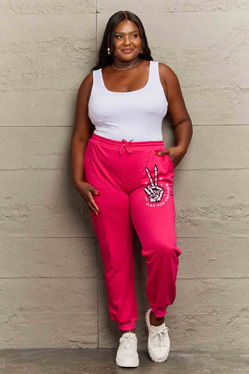 Simply Love Simply Love Full Size Drawstring DAY YOU DESERVE Graphic Long Sweatpants-Angel Casuals