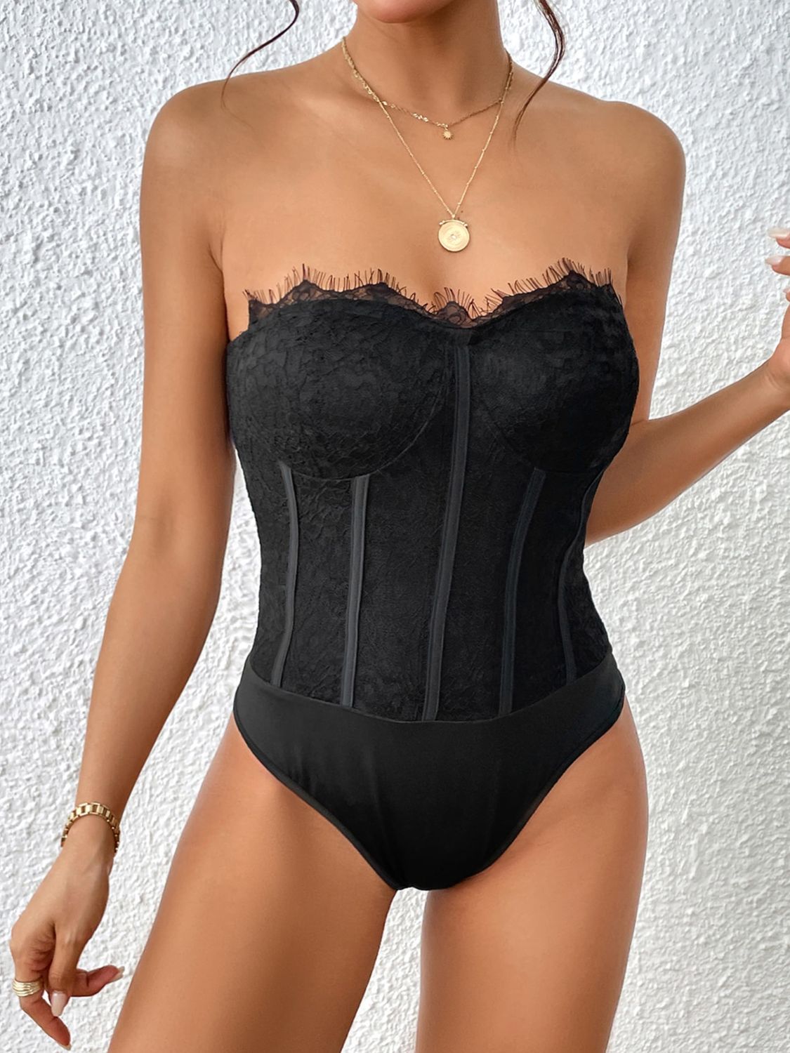 Strapless Sweetheart Neck Bodysuit-Angel Casuals