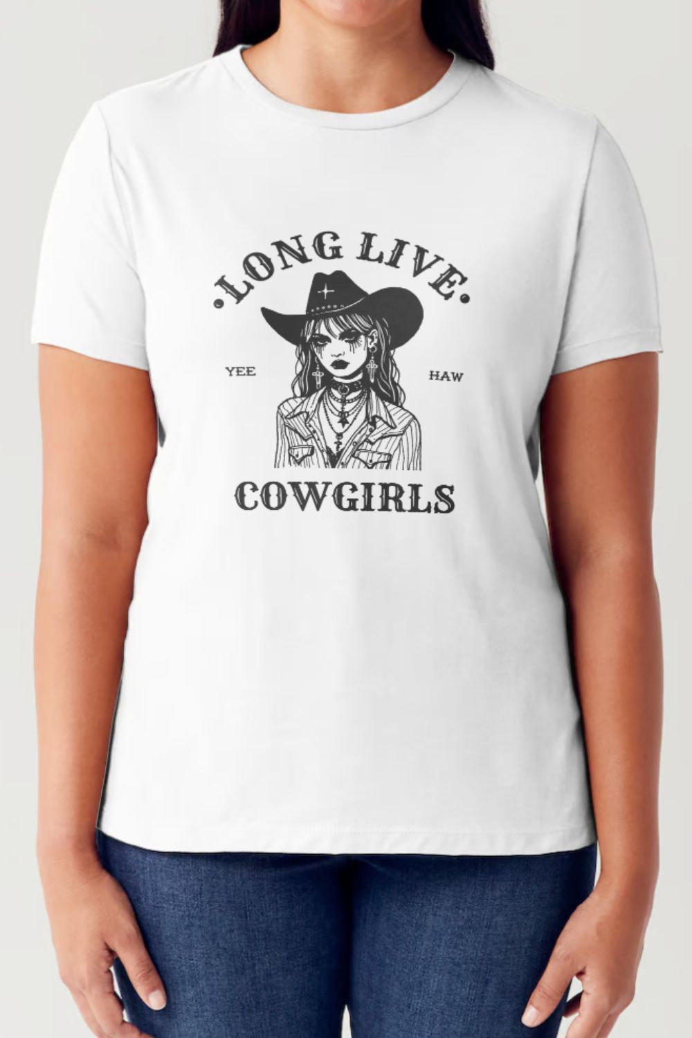 Simply Love Full Size LONG LIVE COWGIRLS Short Sleeve Tubular T-Shirt-Angel Casuals