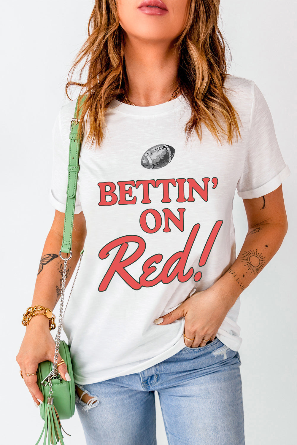 Letter Graphic Round Neck Short Sleeve T-Shirt-Angel Casuals