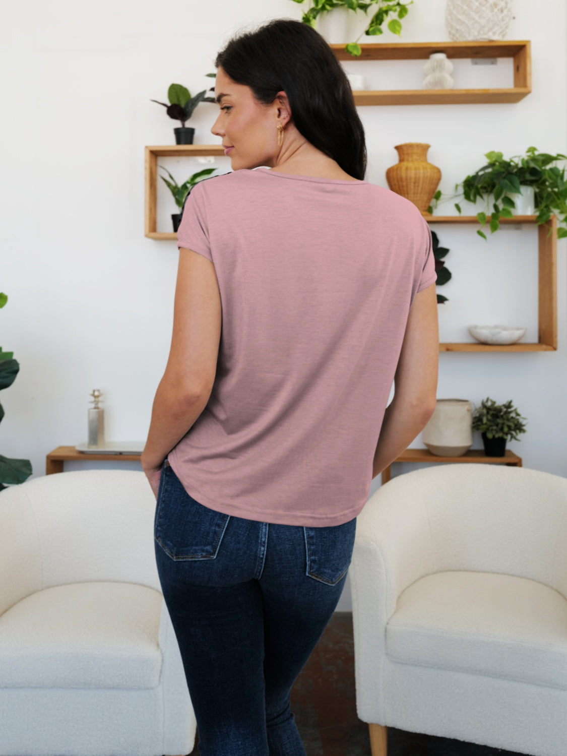FAM-FAM V-Neck Short Sleeve T-Shirt-Angel Casuals