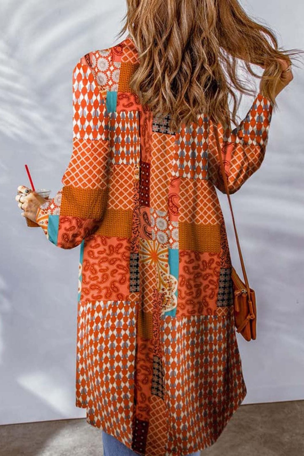 Printed Button Up Long Sleeve Cardigan-Angel Casuals