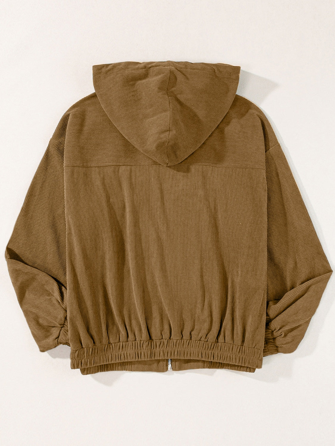 Drawstring Zip Up Long Sleeve Hooded Jacket-Angel Casuals