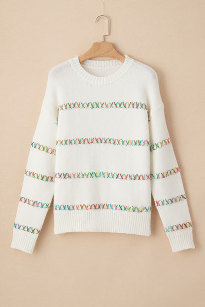 Round Neck Long Sleeve Sweater-Angel Casuals