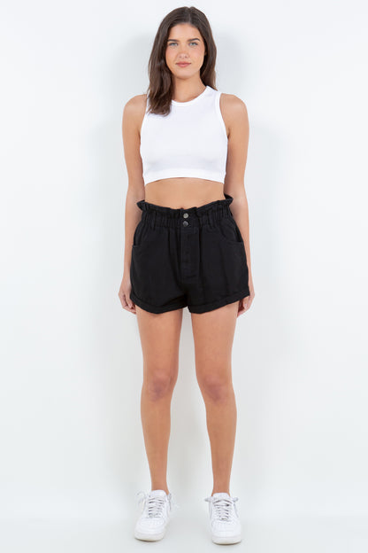 American Bazi High Waist Paper Bag Shorts-Angel Casuals