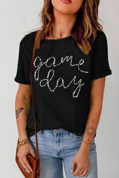 Full Size GAME DAY Round Neck Short Sleeve T-Shirt-Angel Casuals