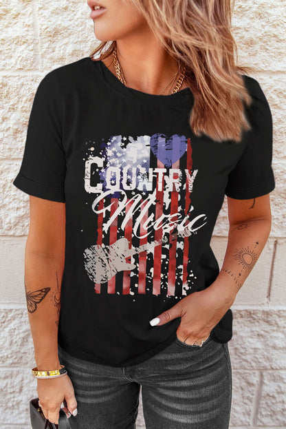 COUNTRY MUSIC Graphic Tee Shirt-Angel Casuals