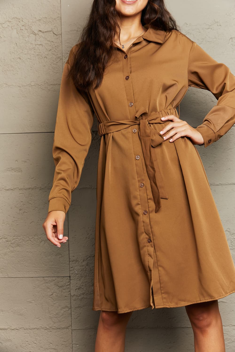 Collared Neck Button Down Dress-Angel Casuals