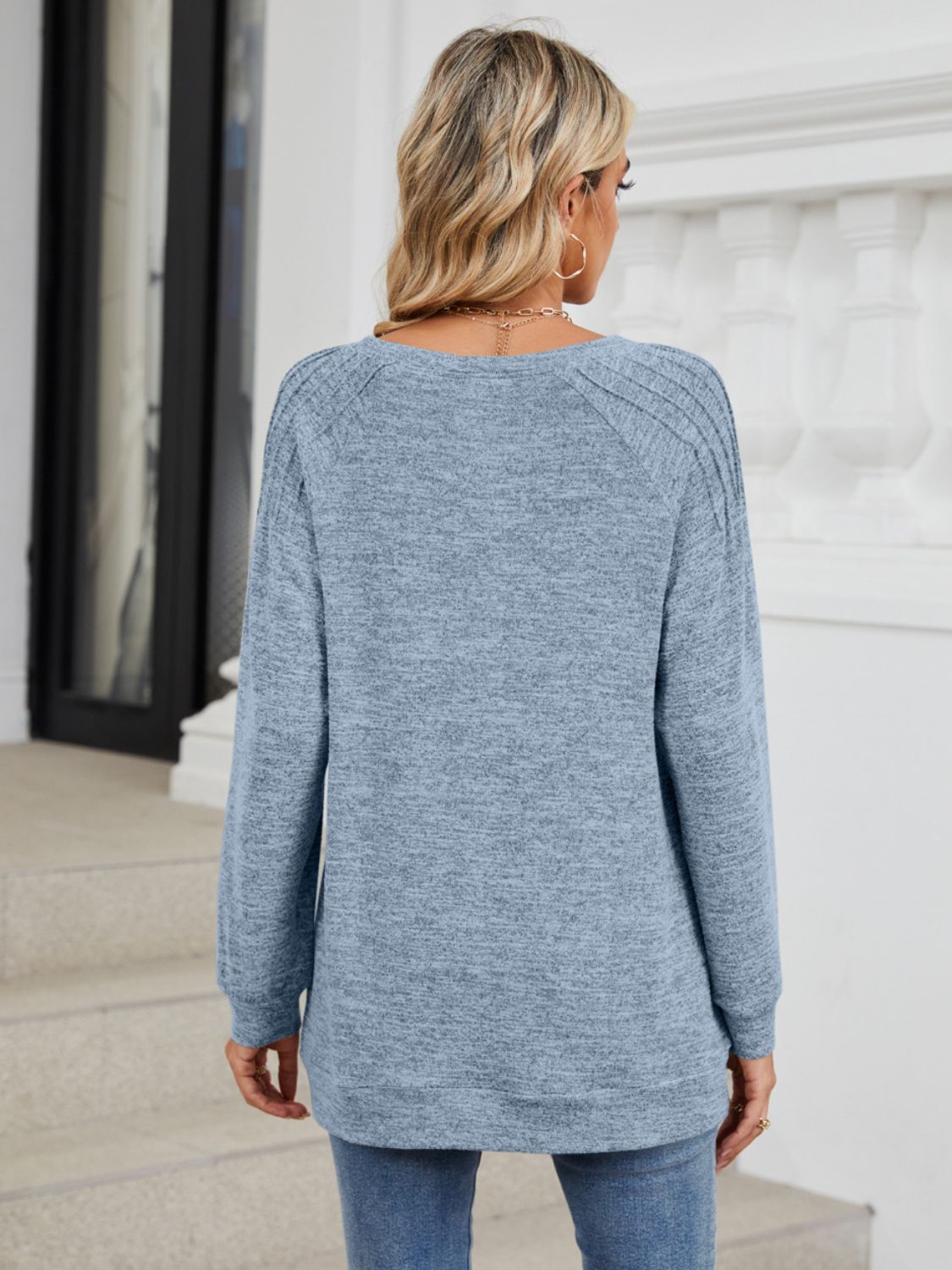 Round Neck Long Sleeve T-Shirt-Angel Casuals