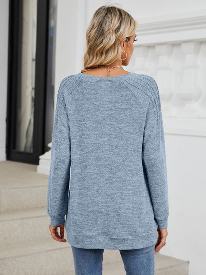 Round Neck Long Sleeve T-Shirt-Angel Casuals