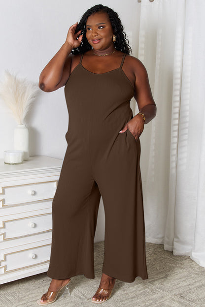 Basic Bae Full Size Spaghetti Strap V-Neck Jumpsuit-Angel Casuals