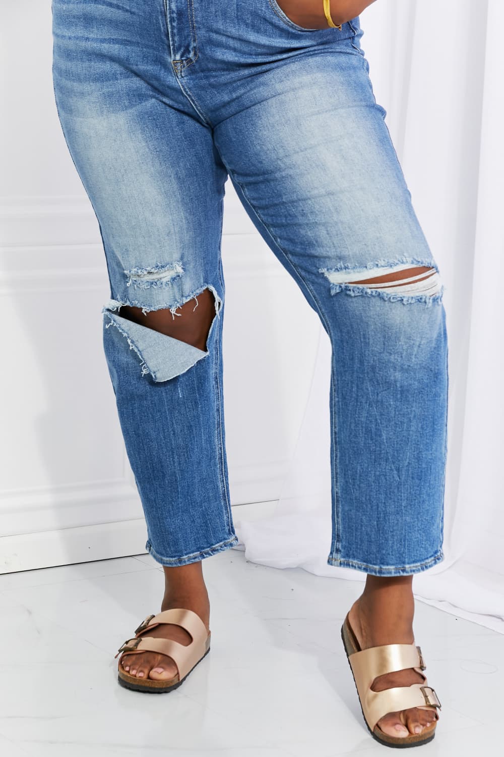 RISEN Full Size Emily High Rise Relaxed Jeans-Angel Casuals