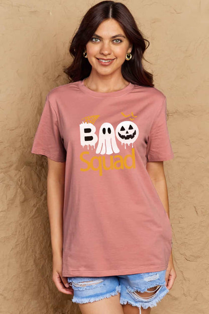 Simply Love Full Size BOO SQUAD Graphic Cotton T-Shirt-Angel Casuals